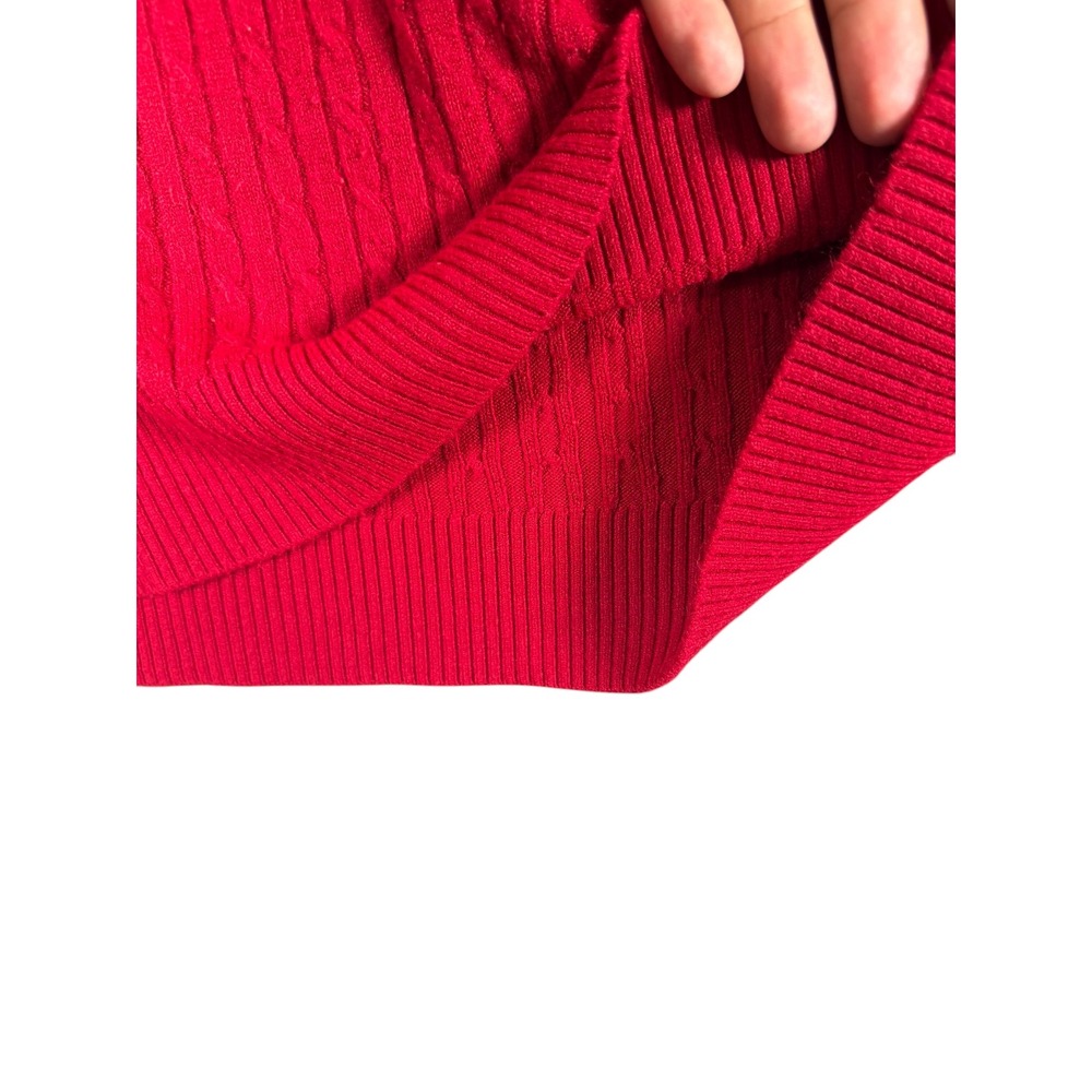 Designers Originals Luxelon Red Cable Knit Crewneck Sweater Womens Large L - Picture 3 of 4
